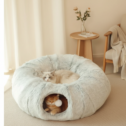 2 in 1 Plush Donut Cat Bed
