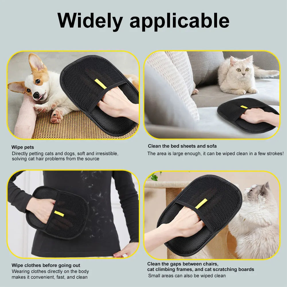 Pet Grooming Gloves Hair Remover Brush Pet Hair Remover Gloves for Dog Cat Rabbit with Long/Short/Curly Hair