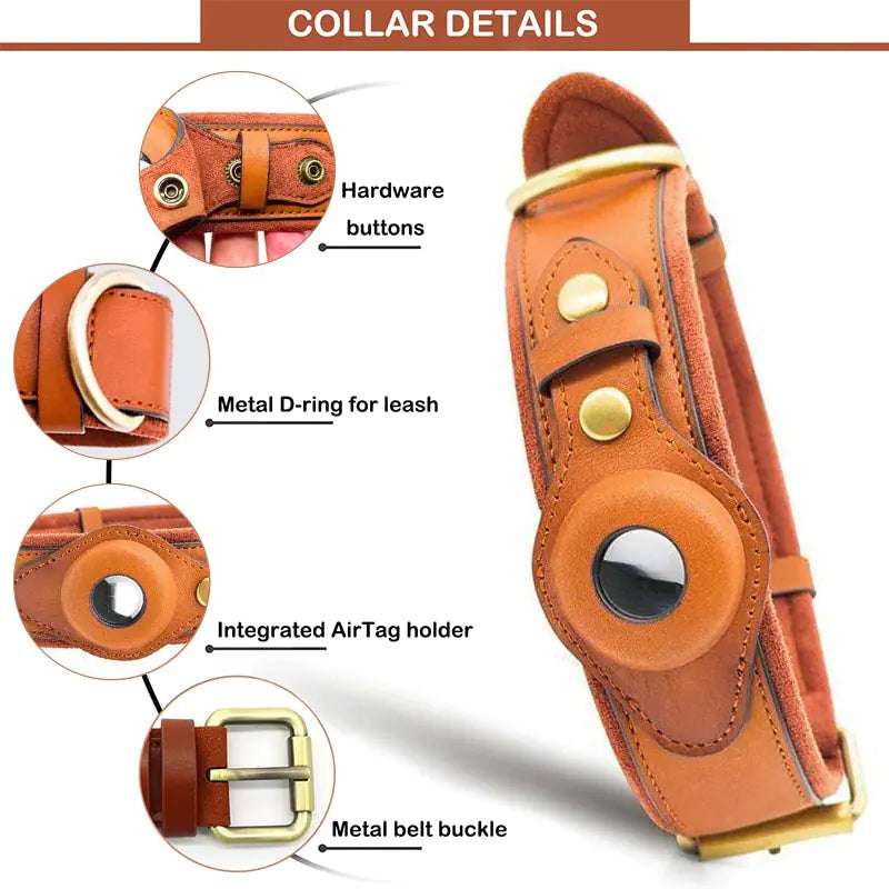 Leather Anti-Lost GPS Dog Collar
