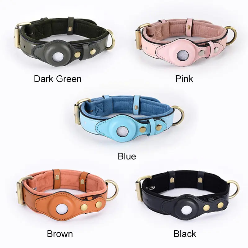 Leather Anti-Lost GPS Dog Collar