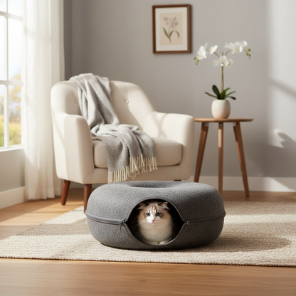 Felt Cat Donut Bed